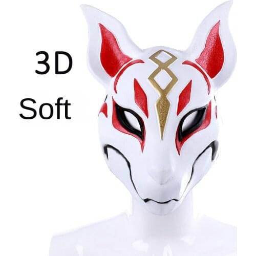 2020 Anime Masquerade Cosplay Animal Pu Leather White Sky Fox Fox Mask Halloween Anime Cosplay Unisex