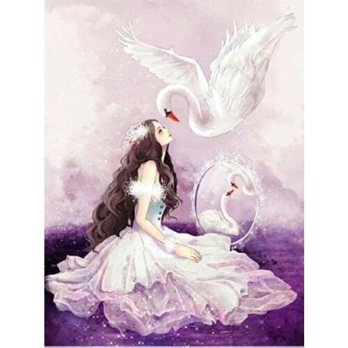 5D Cartoon Diamond Embroidery Picture of Rhinestone Home Decor Painting Handmade Gift Diamond Mosaic Swan Lover round&square