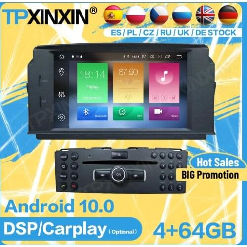 Carplay Car Radio 2 Din Receiver Recorder Android For MERCEDES BENZ C Class C180 C200 C230 GPS Player Navigation Audio Head Unit