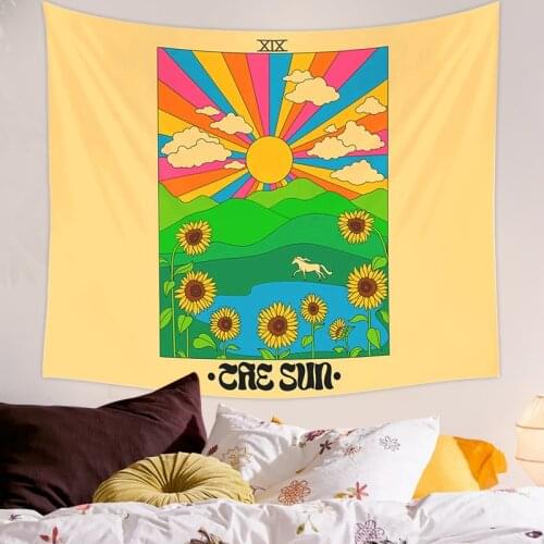 Boho Tarot Tapestry Wall Hanging 80s Vintage Boho Decoration Home Decor Magic Sun Tarot Tapestry Wall Decor Living Room Decor