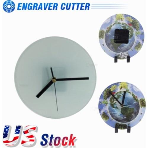 7.0" x 7.0" Sublimation Blank Glass Photo Frame with Glossy Round Clock