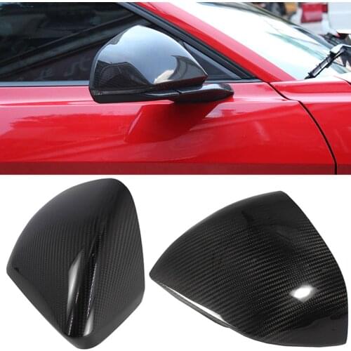 For Ford Mustang 2015 2016 2017 2018 2019 ABS Carbon Fiber Printed Door Side Mirror Cover W Light Europe