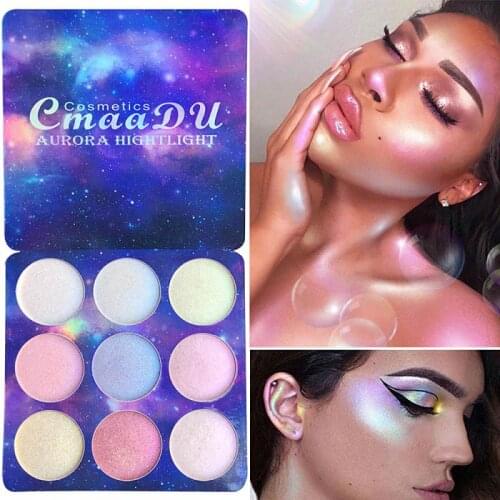 CmaaDu 9 Colors Makeup Glitter Pearl Eyeshadow Palette Starry Sky Shimmer Bronzer Highlighter Face contour Repair Cosmetics TSLM