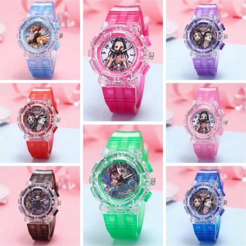 Kids Anime Luminous Watches Ghost Slayer Character Cartoon Student Watch for Women Men Children Birthday Clock Gifts Decoration