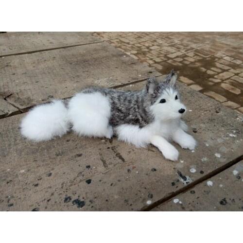 Simulation cute lying husky 30x11cm model polyethylene&furs dog model home decoration props ,model gift d343