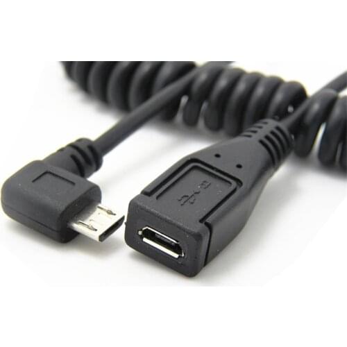 USB 2.0 Male to Female Cable 90 Degree Right Angle Spring Extend Cord Left / Right