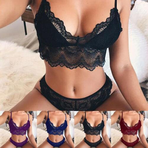 Push Up Bra Set Women Underwear Set Fashion Straps Set Ladies Panties Solid Color Sleeveless Lace Briefs Set Sexy Lingerie Set
