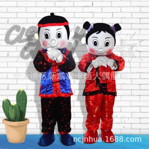 Couple Mascot Cartoon Male and Female Cosplay Costume Advertising Promotion Halloween Fancy Dress Up Party Mascot Costume