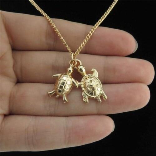 GLOWCAT Q21A36 KC Light Golden Animal Turtle Tortoise Pendant For Collar Chain Necklace 18"