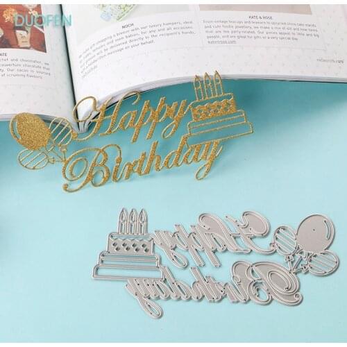 DUOFEN METAL CUTTING DIES 120059 HAPPY BIRTHDAY cutout lace hollow embossing stencil DIY Scrapbook Paper Album 2018 new