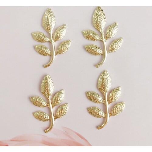 50PCS 23*35mm Metal Alloy KC Gold Leaf Connectors Charm Hair Accessories Decorative For Jewelry Making