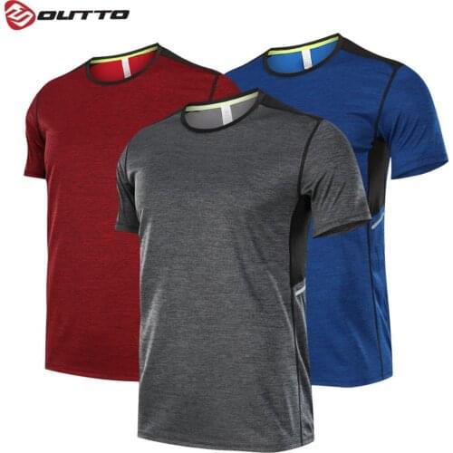 Outto Mens Running T-shirts Short Sleeve Gym Fitness Quick Dry Slim Fit Top Multi-Purpose Sports Breathable Garments