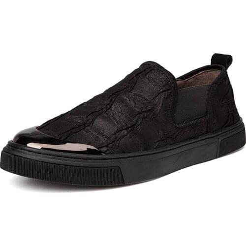 2021 New Summer Mens Black Flats Loafers Street Trendy Leather Casual Shoes Youth Fashion Comfort Non-slip Footwear for Male