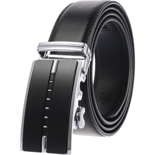 Mens Leather Belt Automatic Alloy Buckle 35mm Ratchet Belt more Style Buckle Belt