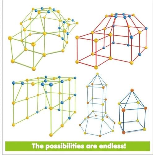 Kids Construction Fort Blocks Building Castles Tunnels Tents Kit DIY 3D Play House Building Toys For Boys Girls Christmas Gift