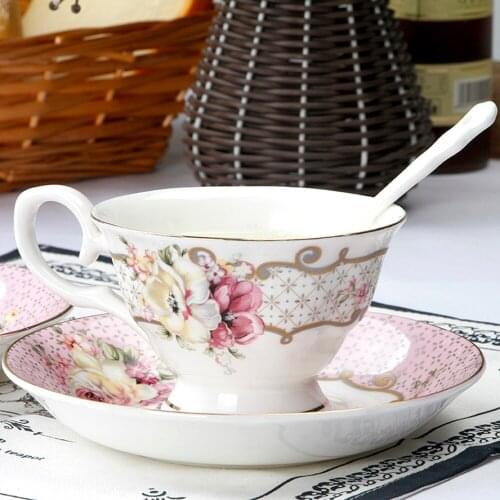 British Style Luxury Moroccan Coffee Cup and Saucer Set with Gold Handel Ceramic Cappuccino Afternoon Tea Cup