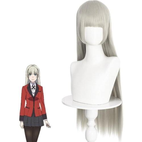 80cm Kakegurui Compulsive Gambler Momobami Ririka Straight Wig Cosplay Costume Heat Resistant Synthetic Hair Women Cosplay Wigs