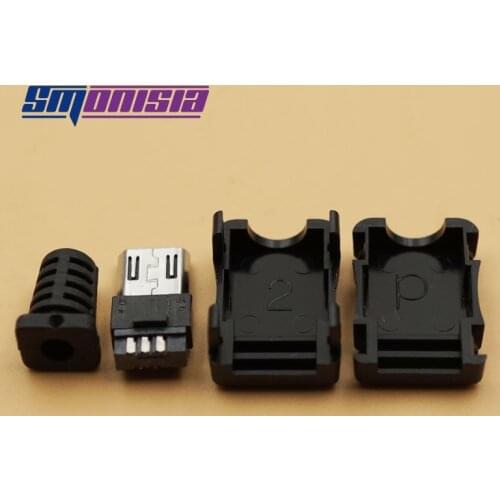 Smonisia 20sets 4 in 1 2.0 B type Micro USB male 5P Plug Solder Cable Assembly Adapter Connector with Plastic Shell