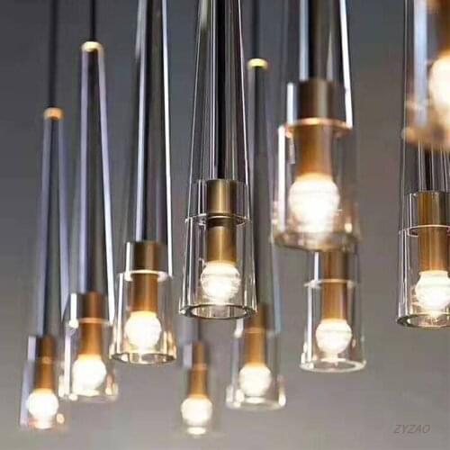 Simple Tapered Iron Glass Led Pendant Lights Post-modern Bar Bedroom Bedside Pendant Lamp Restaurant Dining Room Hanging Lights