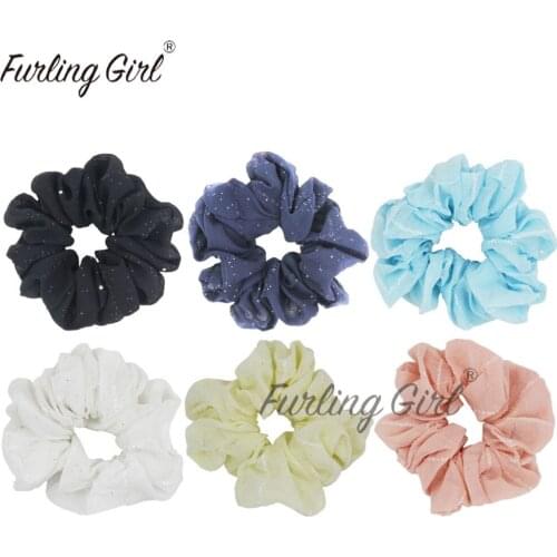 Furling Girl 1PC Sawtooth with Sequins Chiffon Elastic Hair Bands Hair Ponytail Holder for Women Girl Hair Accessories