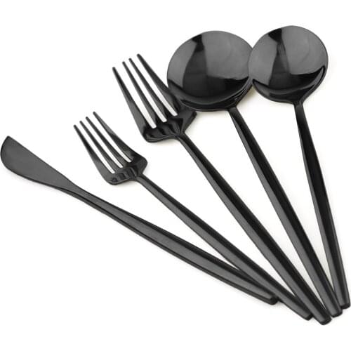 Luxury Black Gold Flatware Set 304 Stainless Steel Dinnerware Set Cutlery Set Knife Fork Spoon Dessert Fork Spoon Tableware Set