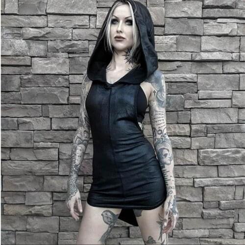 Sexy slim mini asymmetrical solid-colored black moose suede dress sleeveless party wear