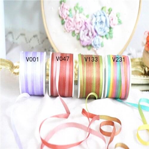 4mm width variegated 100% pure silk embroidery ribbon thin taffeta high quality silk edge ribbon Anya Ribbon Handcraft