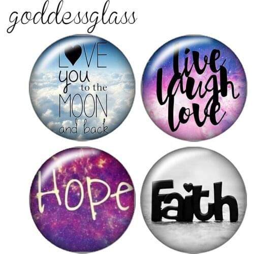 Faith Hope Love words 10pcs 12mm/18mm/20mm/25mm Round photo glass cabochon demo flat back Making findings ZB0424