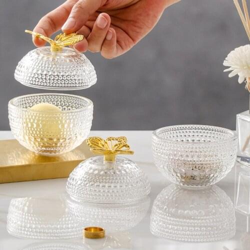 European Butterfly Glass Storage Tank Transparent Glass Jewelry Box Exquisite Home Jewelry Small Object Storage Home Decoration