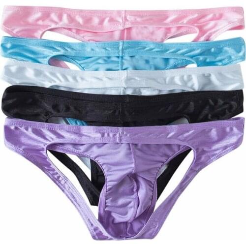 Men Sexy Thong G-string Sissy Lingerie Silp Homme Underwear Low Waist Penis Pouch Thonga Tanga Erotic Open Butt Gay Underpants
