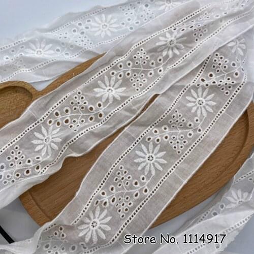 High Quality Natural-white Cotton Cloth Embroidered Lace Trim, Handmade DIY Clothes Accessories Width7.5cm 3Yard/lot