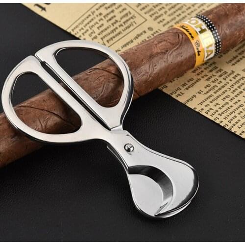 High Quality Stainless Steel Cigar Accessories Blade Metal Cigar Scissors Smoke Machine Portable Cutting Tobacco Cigar Cutter