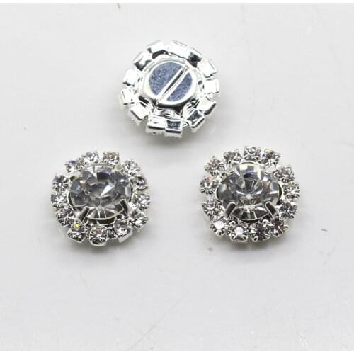 YWXINXI 10Pcs hot sale round 15MM flat bottom rhinestone base clothing buckle, DIY handmade embellishment creative craft product