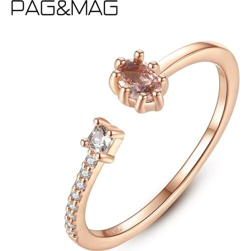 PAG&MAG Genuine Smoky Quartz Adjustable Ring Sterling Silver 925 Finger Ring For Women Bridal Jewelry Bagues Pour Femme SR0340