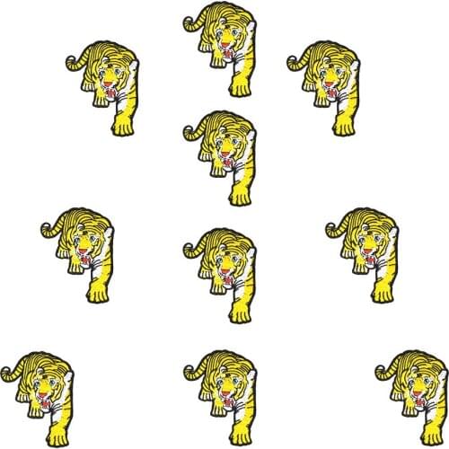 10PCS Tigers Animal Stripe Patches for Clothes Iron on Transfer Applique Patch for Felt DIY Craft Embroidered Patch for Clothing