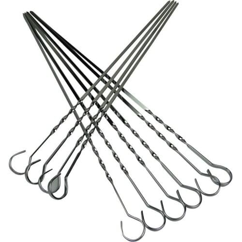 10PCS Stainless Steel Skewers BBQ Grill Stick Needle Kebab 38cm Camping Picnic Vegetable Barbecue Skewers