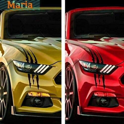 2Pcs Car Headlight Decor US Automobiles Parts Exterior Accessories Monster Claw Scratch Decal KK Vinyl Decals Waterproof PVC