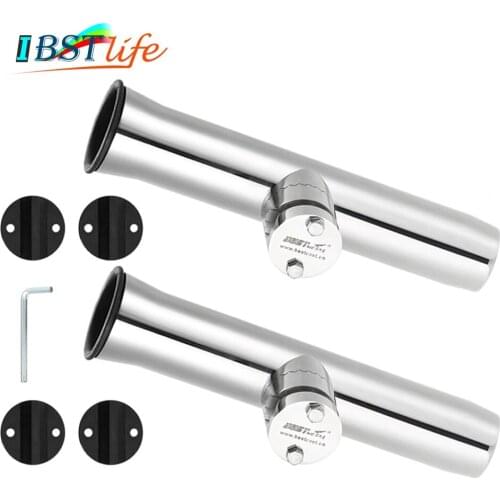 2PCS Rail Mount SS 316 fishing rod holder rack pole bracket support with clamp on 19 to 32mm marine boat hardware