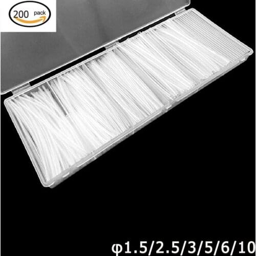 200pcs Clear Heat Shrink Tubing Wire Wrap Cable Sleeves Assorted Tubes Kit 6 Size 1.5/2.5/3/5/6/10mm with Case Cable Sleeves