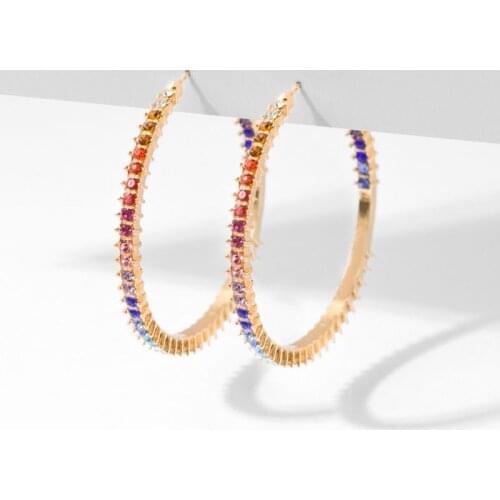 4Pcs CZ Stone Stud Earrings Kit Rainbow Crystal Hoop Earrings Shiny Cubic Zirconia Drop Earrings Fashion Jewelry Gift E56A