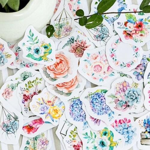 46pcs Flower Garland Decorative Stationery mini Stickers Scrapbooking DIY Diary Album Stick label