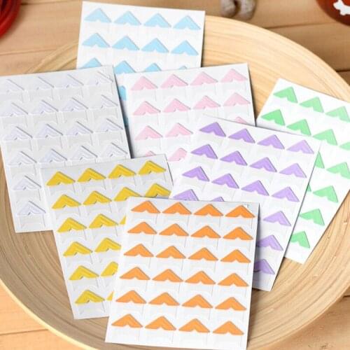 72Pcs(3sheets)/Lot DIY Cute Pure Candy Color Corner Kraft Paper Stickers For Photo Albums Frame Decoration Scrapbooking
