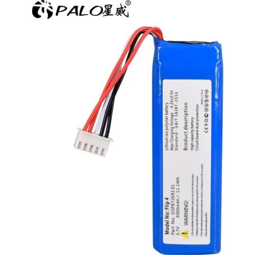PALO 3.7V 3000mAh Battery GSP872693 01 Rechargeable Battery Pack for JBL Speaker Flip 4, Flip 4 Special Edition battery