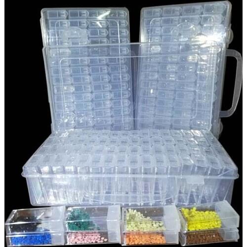 Diamond Painting Accessories 64 Grid Container Box DIY Diamant Embroidery Mosaic Tools Bead Transparent Plastic Drill Storage