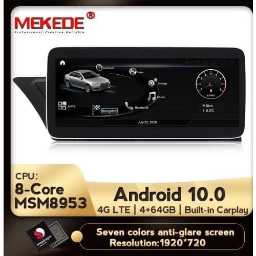 8 Core Android 10.0 System Car Stereo For Audi A4 B8 A5 2009-2016 WIFI 4G LTE Carplay 4+64GB RAM SWC IPS Touch Screen GPS Navi