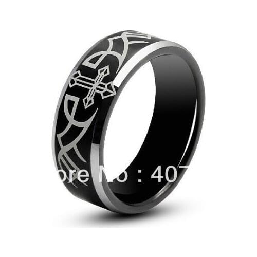 Free Shipping Cheap Price USA Canada UK Russia Brazil Hot Sales 8MM Angel Wings promise Mens Tungsten Wedding Ring Size 6-13