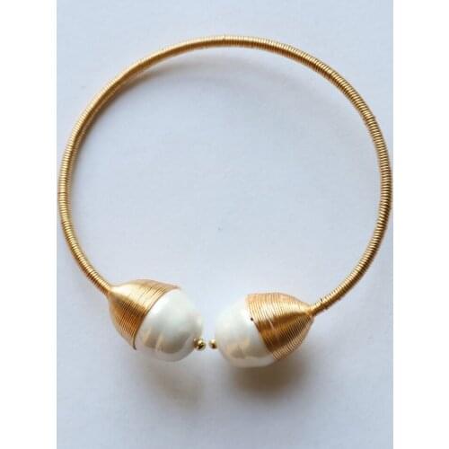 New fashion fresh water pearl hande twist bracelet brass copper material best gift for mother birthday festival