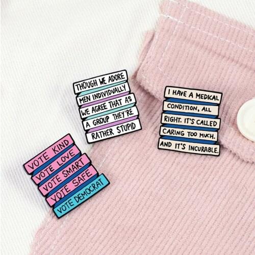 Creative Letters Text Enamel Pins VOTE Series Custom Brooches Shirt Lapel Pin Bag Colorful Badge Jewelry Gift for Lover Friends