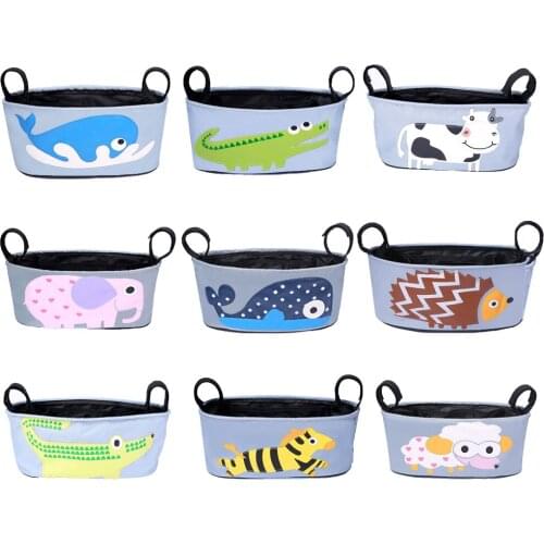 Baby Trolley Bag Cartoon Pram Polyester Hanging Storage Bag Multifunction Organizer Seat Pocket Carriage Bag Stroller Accessorie