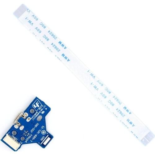 For PS4 Dualshock 4 Controller 1PC Charging Socket Switch Board Micro-B USB Charge Row Port W/ 12/14 Pin Cable Pohiks